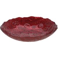 Fruitschaal - rood - glas - D30 x H6 cm - rond - kerst decoratie schaal