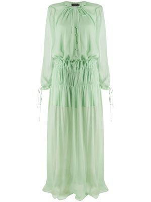AMIRI robe en soie à volants - Vert