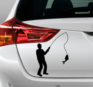 Auto stickers visser met vangst