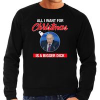 Putin All I want for Christmas foute Kerst sweater / trui zwart voor heren - thumbnail