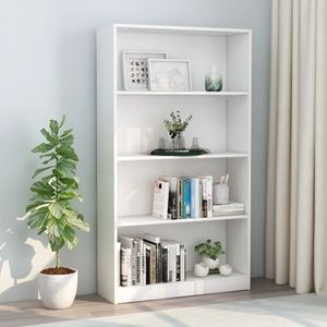 Boekenkast met 4 schappen 80x24x142 cm spaanplaat wit