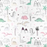 Differnz Dino douchegordijn 100% polyester - verzwaarde onderzoom - 180 x 200 cm - multi