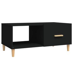 The Living Store Salontafel - bewerkt hout - 89.5 x 50 x 40 cm - zwart