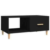 The Living Store Salontafel - bewerkt hout - 89.5 x 50 x 40 cm - zwart