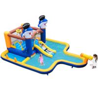 7-in-1 Waterglijbanenpark voor Kinderen Springkasteel met Zwembad en Waterkanon voor Binnen en Buiten 578 x 408 x 250 cm