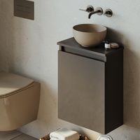 Fontana Bano toiletmeubel mat zwart 40x22cm met waskom in taupe - thumbnail