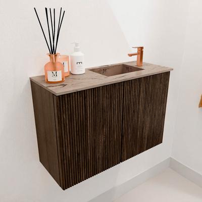 Toiletmeubel Mondiaz Joya Dlux | 60 cm | Meubelkleur Walnut | Faye wastafel Arena Wasbak Rechts | 1 kraangat