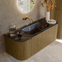 Badmeubel Mondiaz Kurve-Dlux | 120 cm cm | Meubelkleur Dusk | Wastafelkleur Lava | Solid surface | Wasbak midden spoelbak | Zonder kraangat(en)