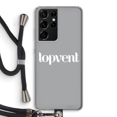 Topvent Grijs Wit: Samsung Galaxy S21 Ultra Transparant Hoesje met koord