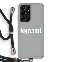Topvent Grijs Wit: Samsung Galaxy S21 Ultra Transparant Hoesje met koord