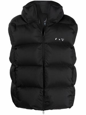 Off-White gilet matelassé à logo imprimé - Noir