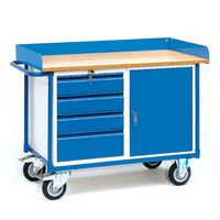 Fetra Hauptartikel 2438 Tafel en kabinetwagen Staal Poedercoating Laadvermogen (max.): 400 kg Stralend blauw (RAL 5007) - thumbnail