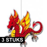 3x stuks Chinese draak/draken hangdecoraties 30 cm   -