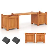 Bloembak van Massief Hout Mini-plantenbak voor Buiten met Bankje Verhoogde Plantenbak voor Bloempotten