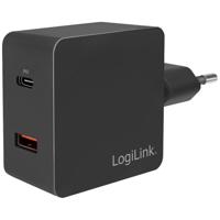 LogiLink Ladegerät USB-oplader 18 W 1x USB-A, 1x USB-C USB PD Zwart Binnen - thumbnail