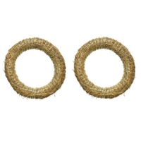 Set van 10x stuks decoratie kransen van stro 25 x 4 cm
