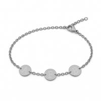 Gepersonaliseerde initialen muntjes armband - Stainless steel - Zilver - 3 initialen