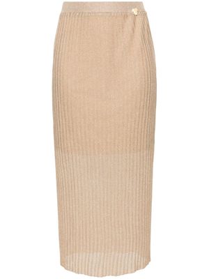 TWINSET ^ jupe longue plissée à taille haute - Or