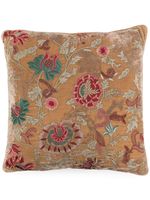 Anke Drechsel coussin en velours à fleurs brodées - Marron - thumbnail