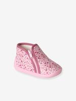 Babysloffen met rits, gemaakt in Frankrijk roze, bedrukt