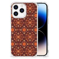 iPhone 14 Pro Doorzichtige Silicone Hoesje Batik Brown - thumbnail