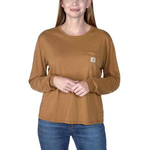 Carhartt Lightweight Long-Sleeve Bruin Pocket T-Shirt Dames