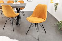 Design stoel SCANDINAVIA MEISTERSTÜCK mosterdgeel koord zwart metalen poten - 43697 - thumbnail