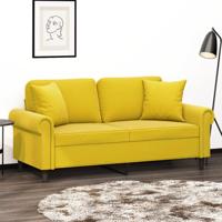 Tweezitsbank met sierkussens 140 cm fluweel geel