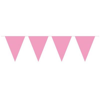 Party Vlaggenlijn puntvlaggetjes - 1x - kunststof - roze - 10 meter - Slinger - versiering