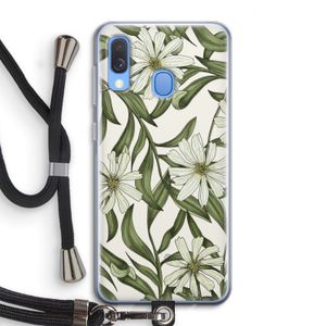 Wit bloemenpatroon: Samsung Galaxy A40 Transparant Hoesje met koord