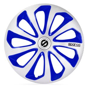 4-Delige Sparco Wieldoppenset Sicilia 14-inch zilver/blauw/carbon SP1475SVBLC