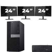 dell optiplex 5060 Micro Tower - Intel Core i7-8e Generatie - 8GB RAM - 256GB SSD - Windows 11 + 3x 24 inch Monitor