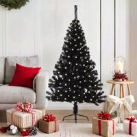 VidaXL Kunstmatig voorverlicht kerstboom met 150 led zwart 150 cm pvc