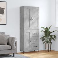 Hoge kast 69,5x34x180 cm bewerkt hout betongrijs
