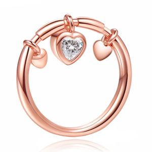 Rose kleurige Dames Ring met Hart Hanger van Zirkonia-17mm