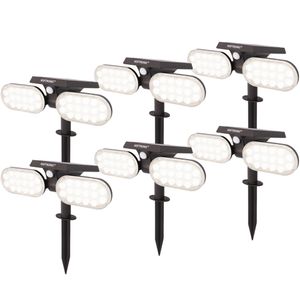 6x Solar LED Prikspot Pato PIR met bewegingssensor 6000K daglicht wit - Tuin spots, spots bodem buiten