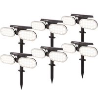 6x Solar LED Prikspot Pato PIR met bewegingssensor 6000K daglicht wit - Tuin spots, spots bodem buiten - thumbnail