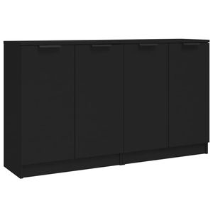 The Living Store Dressoir - Zwart - 60 x 30 x 70 cm - Bewerkt hout - Montage vereist