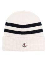 Moncler striped wool-blend beanie - Blanc