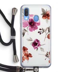 Geschilderde bloemen: Samsung Galaxy A40 Transparant Hoesje met koord