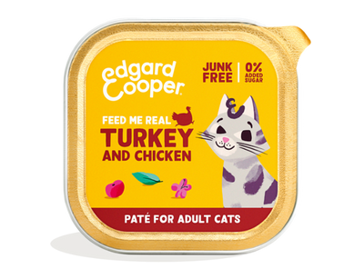 Edgard & Cooper kalkoen en kip paté kat natvoer kuipjes 16 x 85gr