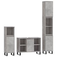 The Living Store Badkamermeubelset - Betongrijs - 30x30x190cm (hoog) - 30x30x100cm (laag) - 80x33x60cm (wastafelkast)