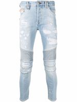 Philipp Plein jean skinny à design à empiècements - Bleu