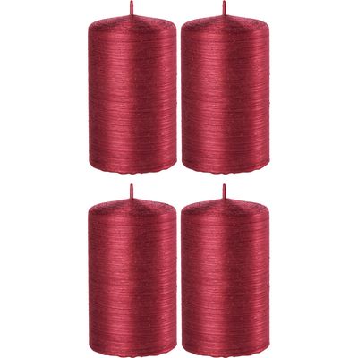 4x Rode cilinderkaarsen/stompkaarsen 6 x 10 cm 25 branduren