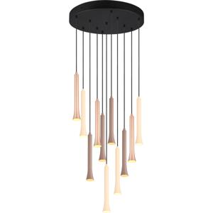 LED Hanglamp - Trion Ato - 11x 3W - Aanpasbare Kleur - Dimbaar - IP20 - Rond - Mat Zwart - Metaal