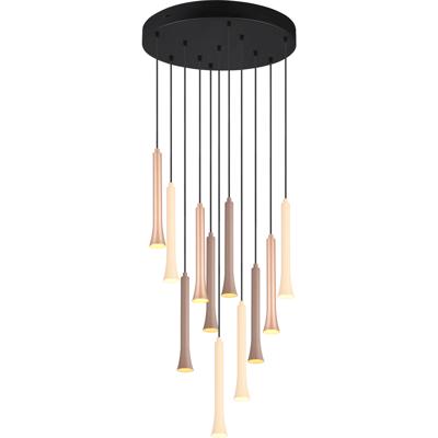 LED Hanglamp - Trion Ato - 11x 3W - Aanpasbare Kleur - Dimbaar - IP20 - Rond - Mat Zwart - Metaal