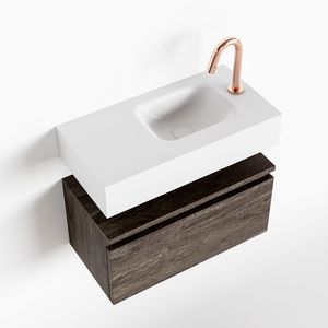 Toiletmeubel Mondiaz Andor | 60 cm | Meubelkleur Dark brown | Lex vrijhangend wastafel Talc Rechts | 1 kraangat