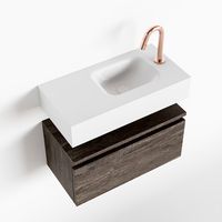 Toiletmeubel Mondiaz Andor | 60 cm | Meubelkleur Dark brown | Lex vrijhangend wastafel Talc Rechts | 1 kraangat