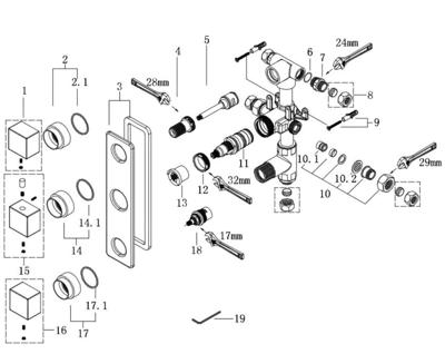 Wiesbaden Rombo inbouw 3-wegs douchethermostaat chroom Wiesbaden Rombo inbouw 3-wegs douchethermostaat chroom