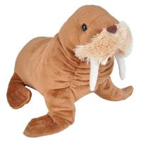 Wild Republic Pluche walrus knuffel - bruin - 27 cm - Walrussen zeedieren knuffels - thumbnail